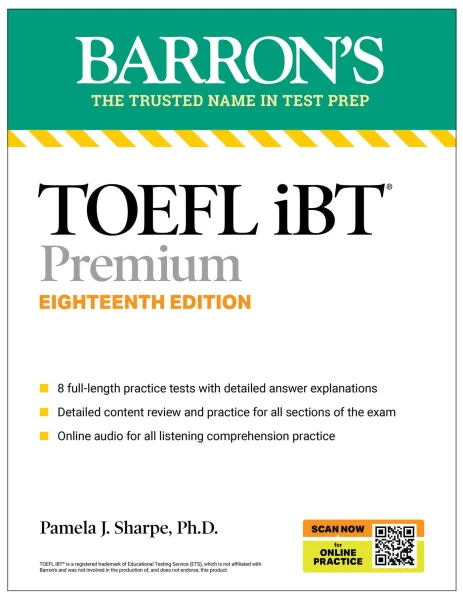 TOEFL iBT Premium with 8 Practice Tests + Online Audio, Eighteenth Edition — sampul buku